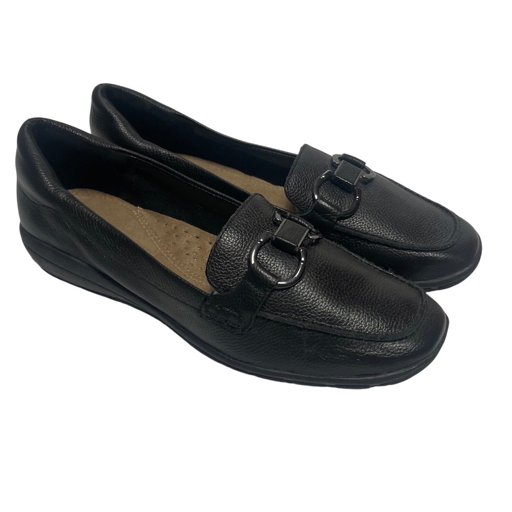Easy Spirit Seavienta Black‎ Leather Comfort Slip On Shoes Womens